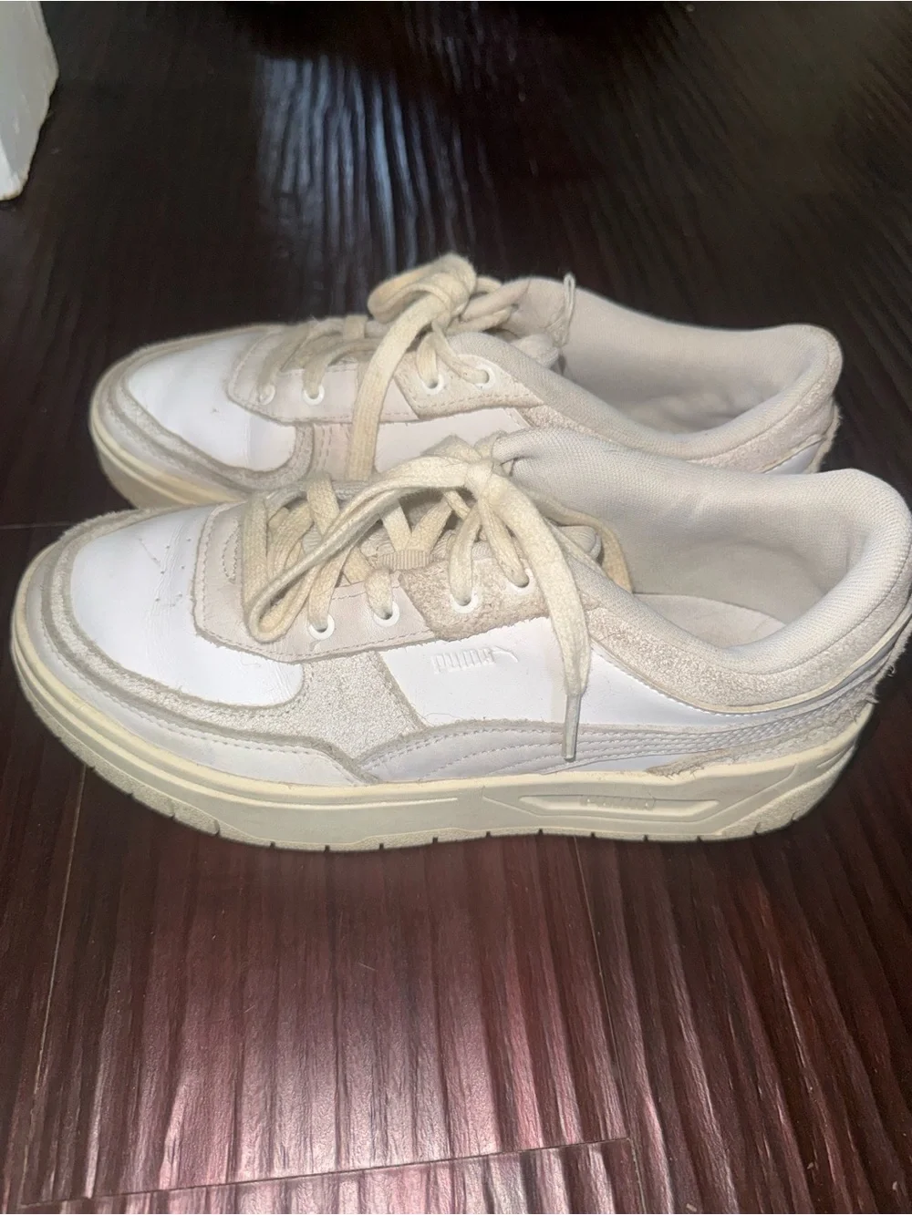 Puma Cream and White Trainer Sneaker